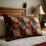Quilted cushion cover with holly berries