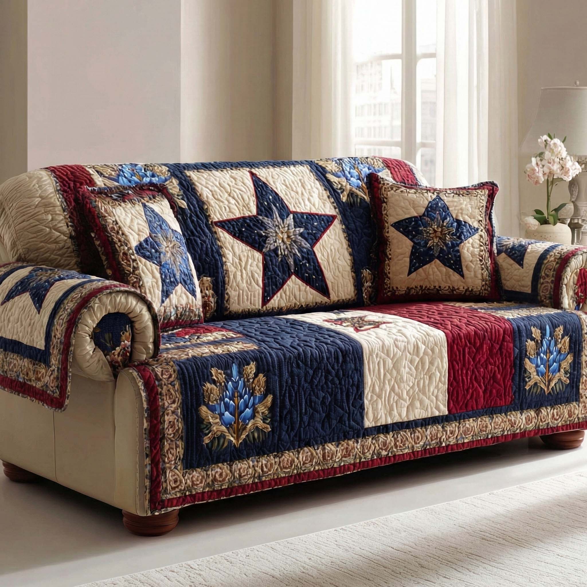 Quilted Sofa Cover American Country Style