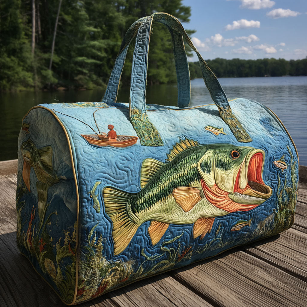 Quilted travel bag with fishing pattern NCU0VT259