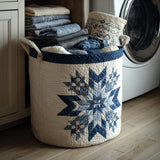 Quilted Laundry Basket — Snowflakes