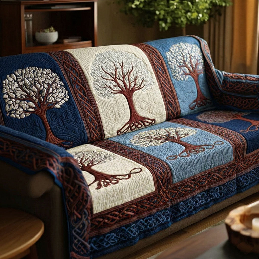 Quilted sofa cover with tree of life NCU0VT368