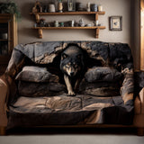Quilted Sofa Cover Wolf