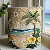 Quilted laundry basket with tropical pattern NCU0QN021