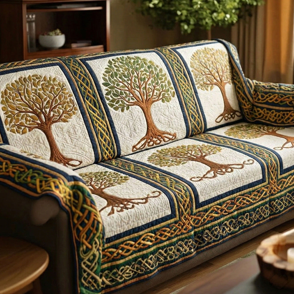 Quilted sofa cover with tree of life NCU0VT368