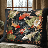 Quilted cushion cover with elegant Japanese carp NCU0DV6572