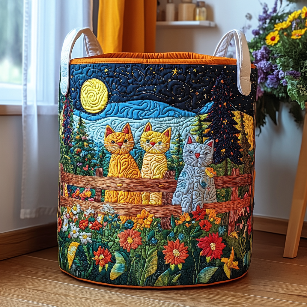 Quilted Cat-Shaped Laundry Basket NCU0QN017