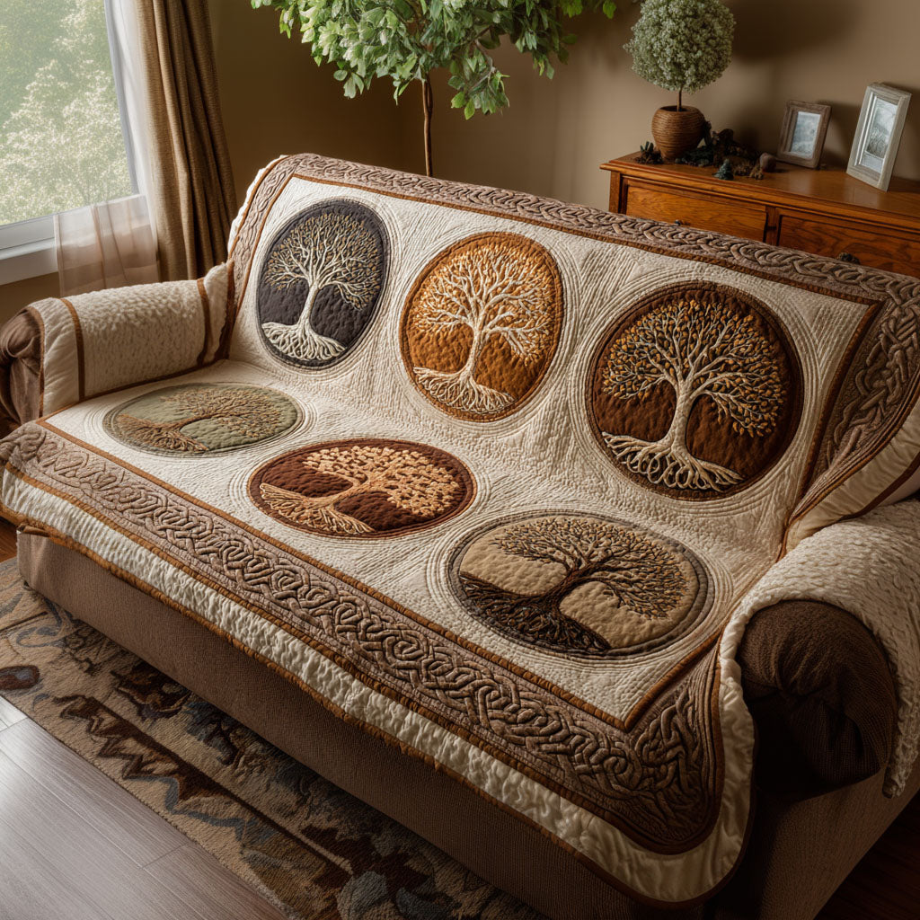 Quilted Sofa Cover Tree of Life – for Living Room