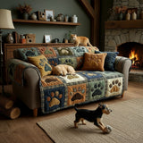 Quilted Sofa Cover Paw Print of Love – Soft to the Touch