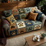 Quilted Sofa Cover Paw Print of Love – Soft to the Touch