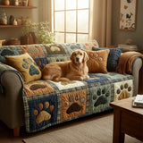 Quilted sofa cover with paw and heart NCU0NT11193