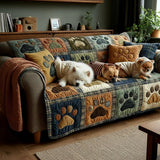 Quilted sofa cover with paw and heart NCU0NT11193