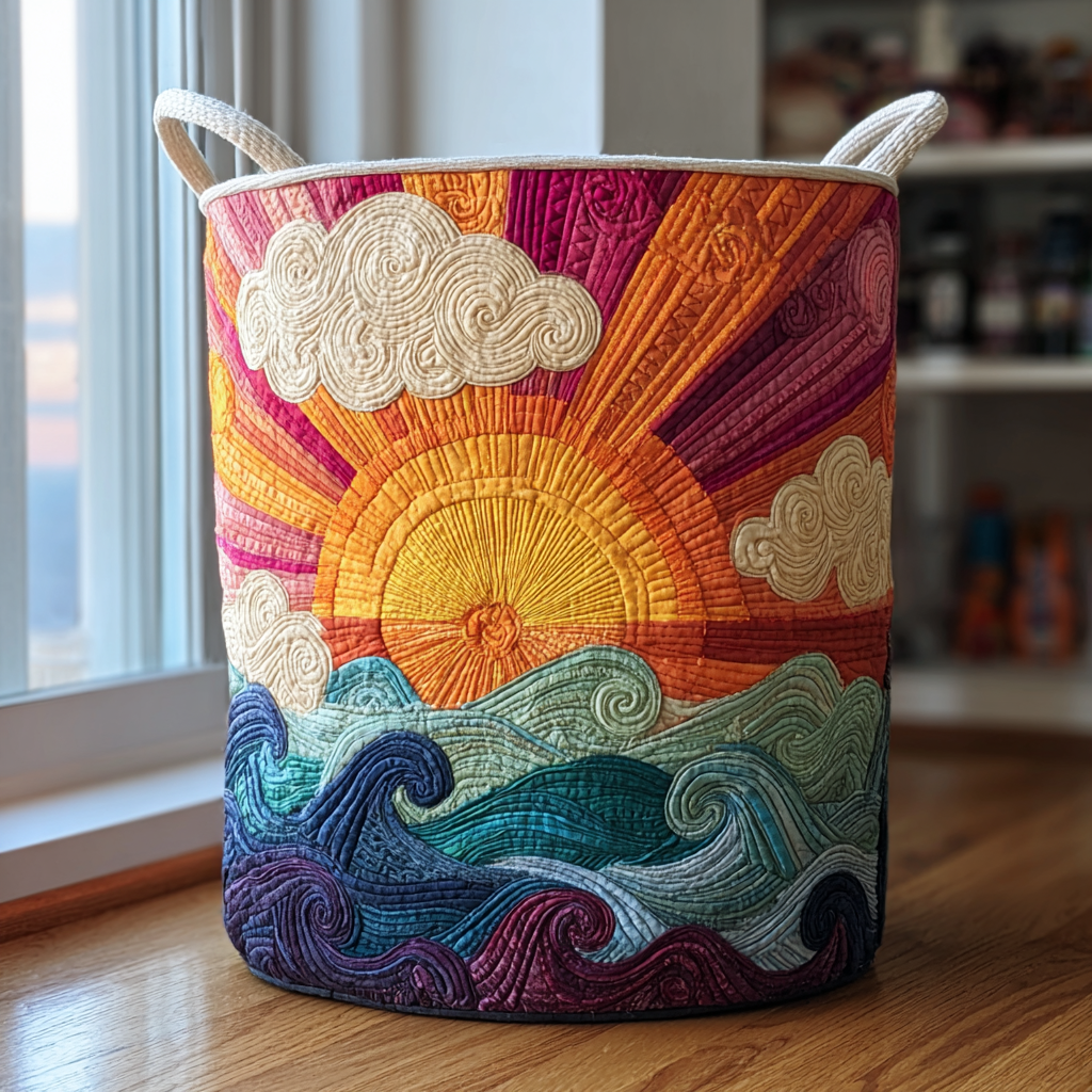 Quilted laundry basket with floral pattern NCU0QN003