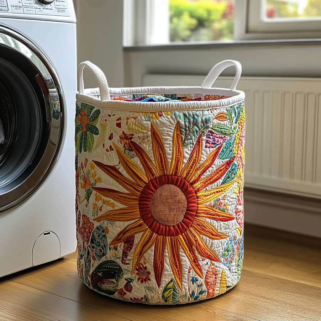 Quilted laundry basket with floral pattern NCU0QN003