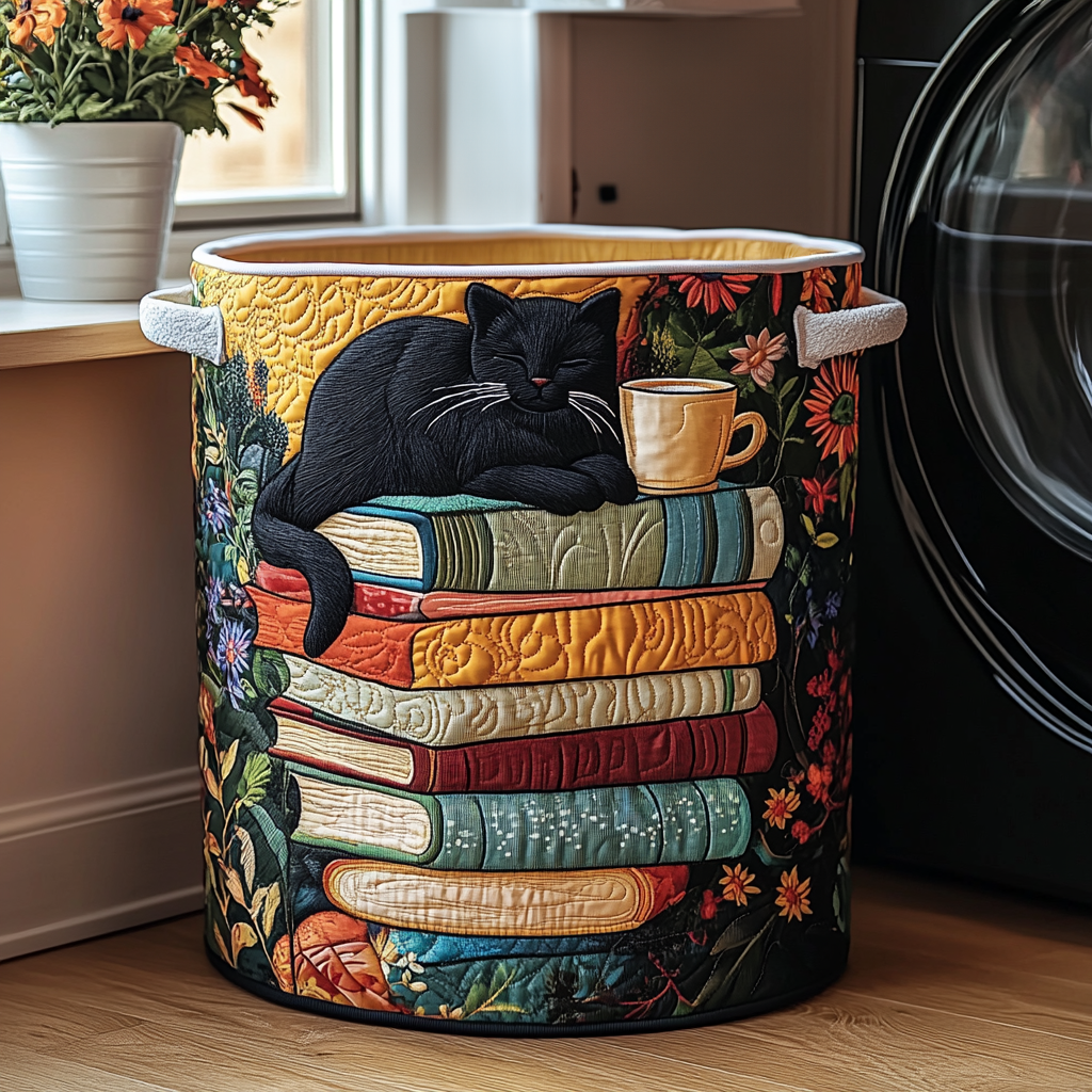 Quilted Cat-Shaped Laundry Basket NCU0QN017