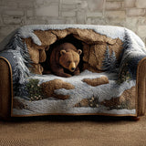 Quilted sofa cover with bear and mountain path NCU0PT9784