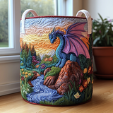 Quilted laundry basket with mystical dragon NCU0DDK659