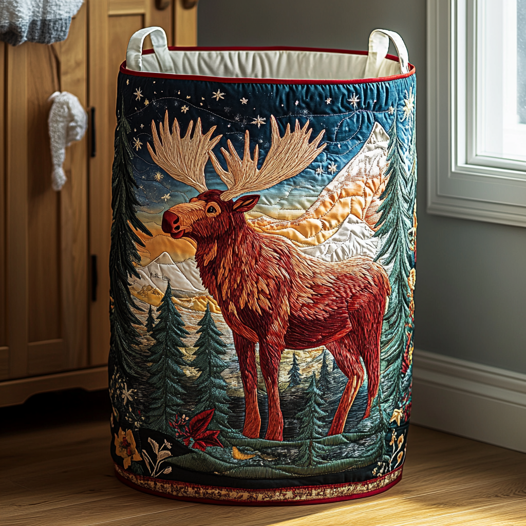 Quilted Laundry Basket with Forest Landscape NCU0QN056