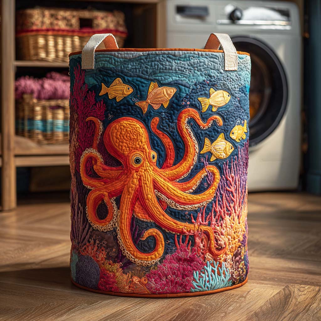 Quilted laundry basket with marine motif NCU0QN043