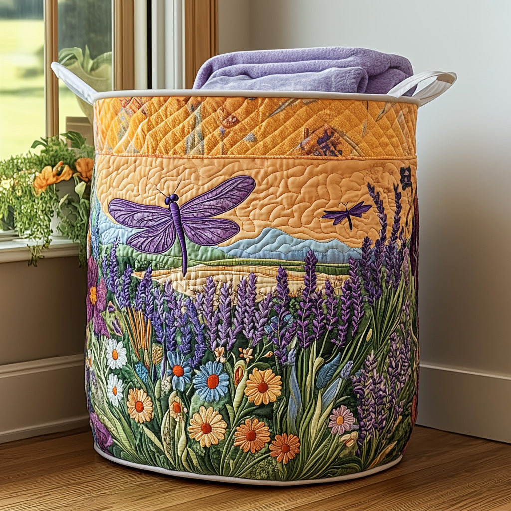Quilted Laundry Basket with Dragonfly NCU0QN022