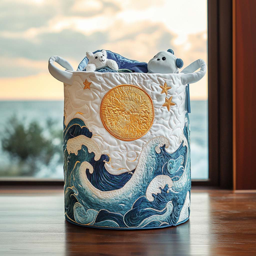Quilted laundry basket with marine pattern NCU0QN008