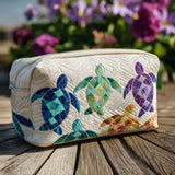 Quilted beauty case with marine waves NCU0PT9266
