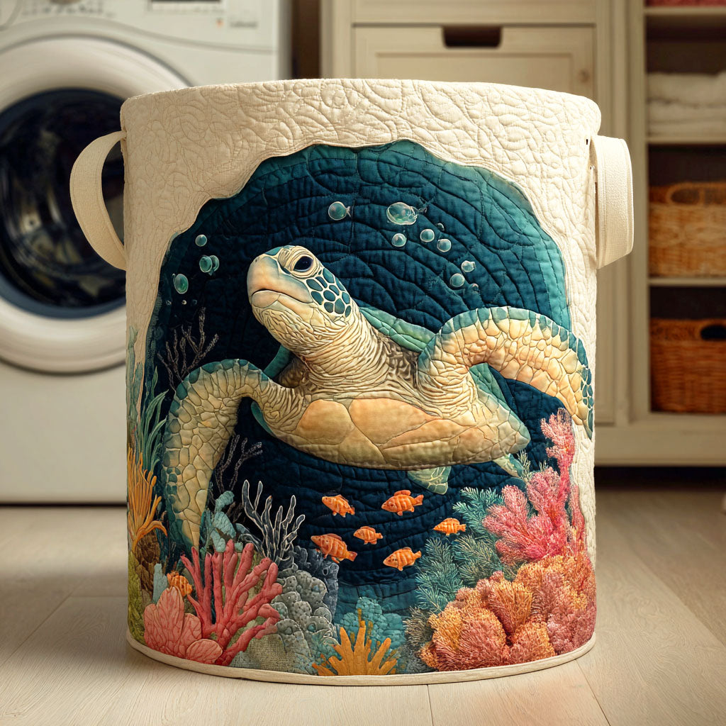 Quilted laundry basket with marine motif NCU0QN043