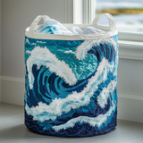 Quilted Laundry Basket — Ocean Waves