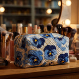 Quilted beauty case with pansies NCU0PT9196