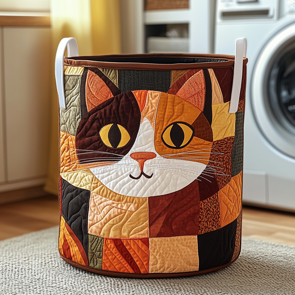 Quilted Cat-Shaped Laundry Basket NCU0QN017