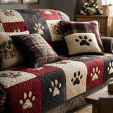 Christmas Paw Print Quilted Sofa Cover – Christmas Edition