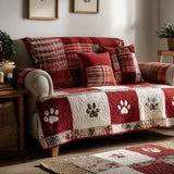 Quilted Sofa Cover with Festive Paws NCU0NT11198