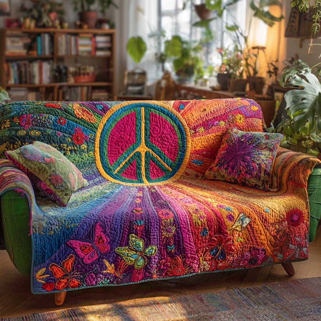Quilted Sofa Cover in Hippie Style – Soft to the Touch