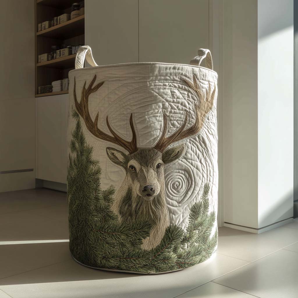 Quilted laundry basket with deer NCU0QN047