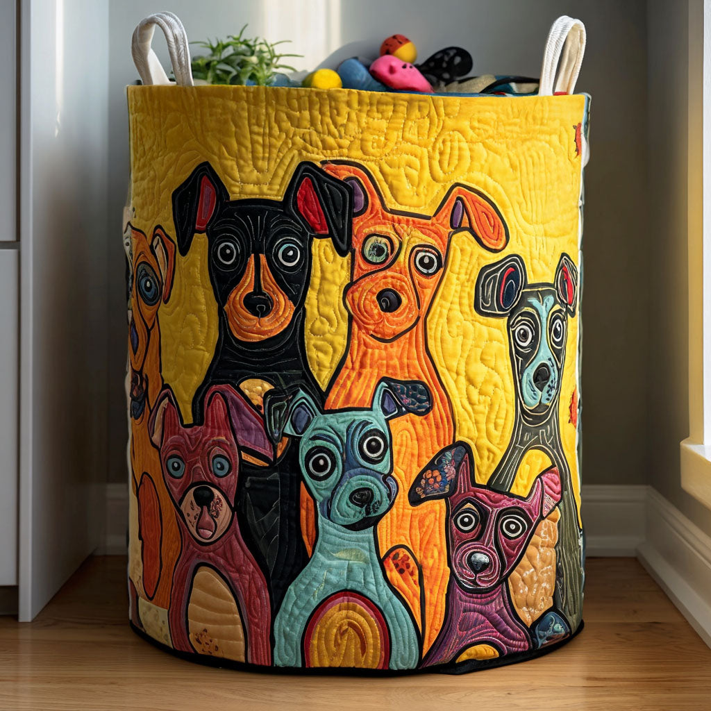 Quilted Laundry Basket — Dog Pattern