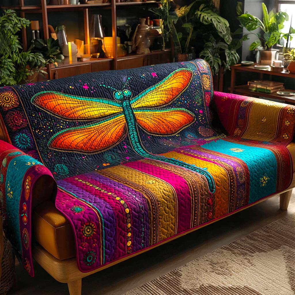 Quilted Sofa Cover Dragonfly
