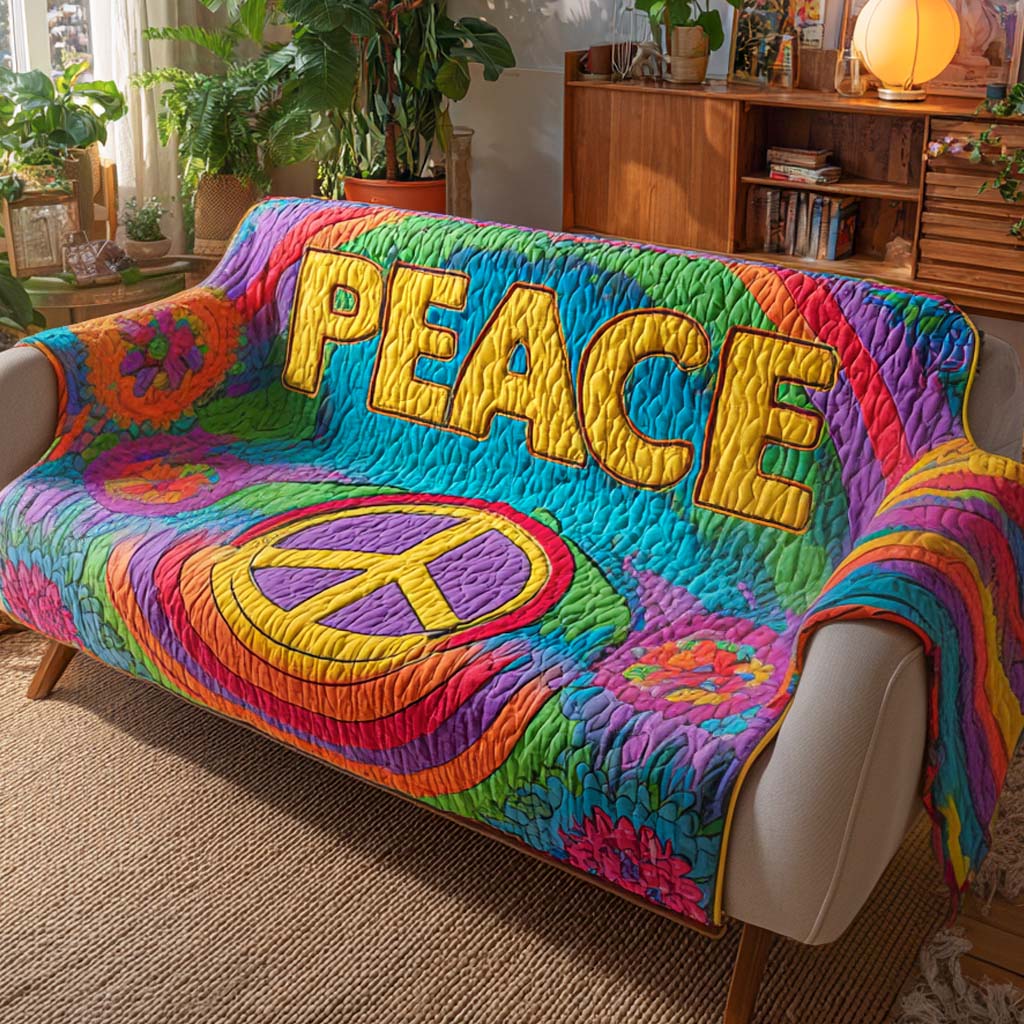 Quilted Sofa Cover in Hippie Style – Non-Slip