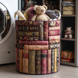Quilted laundry basket with books and flowers NCU0NNT1128