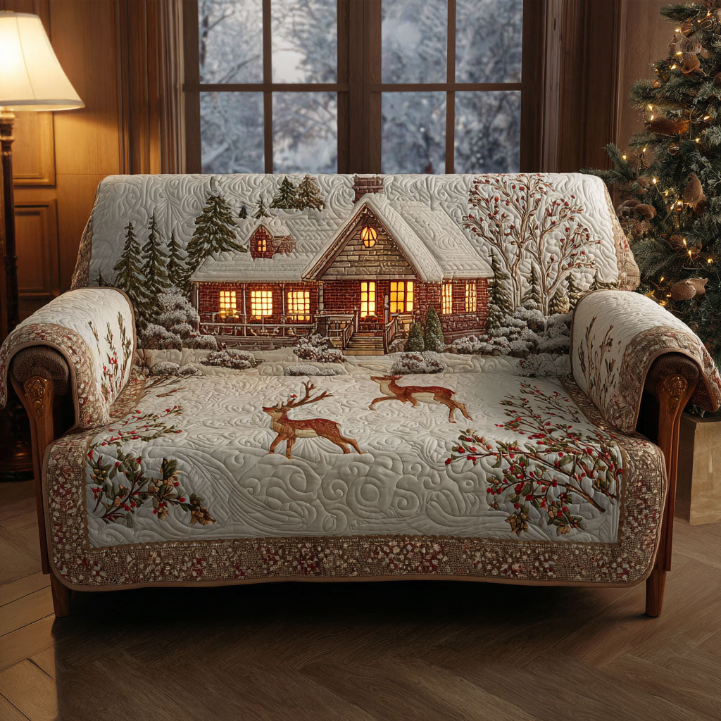 Quilted sofa cover with winter lodge NCU0VT343