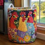 Quilted laundry basket with country hens NCU0PVL375