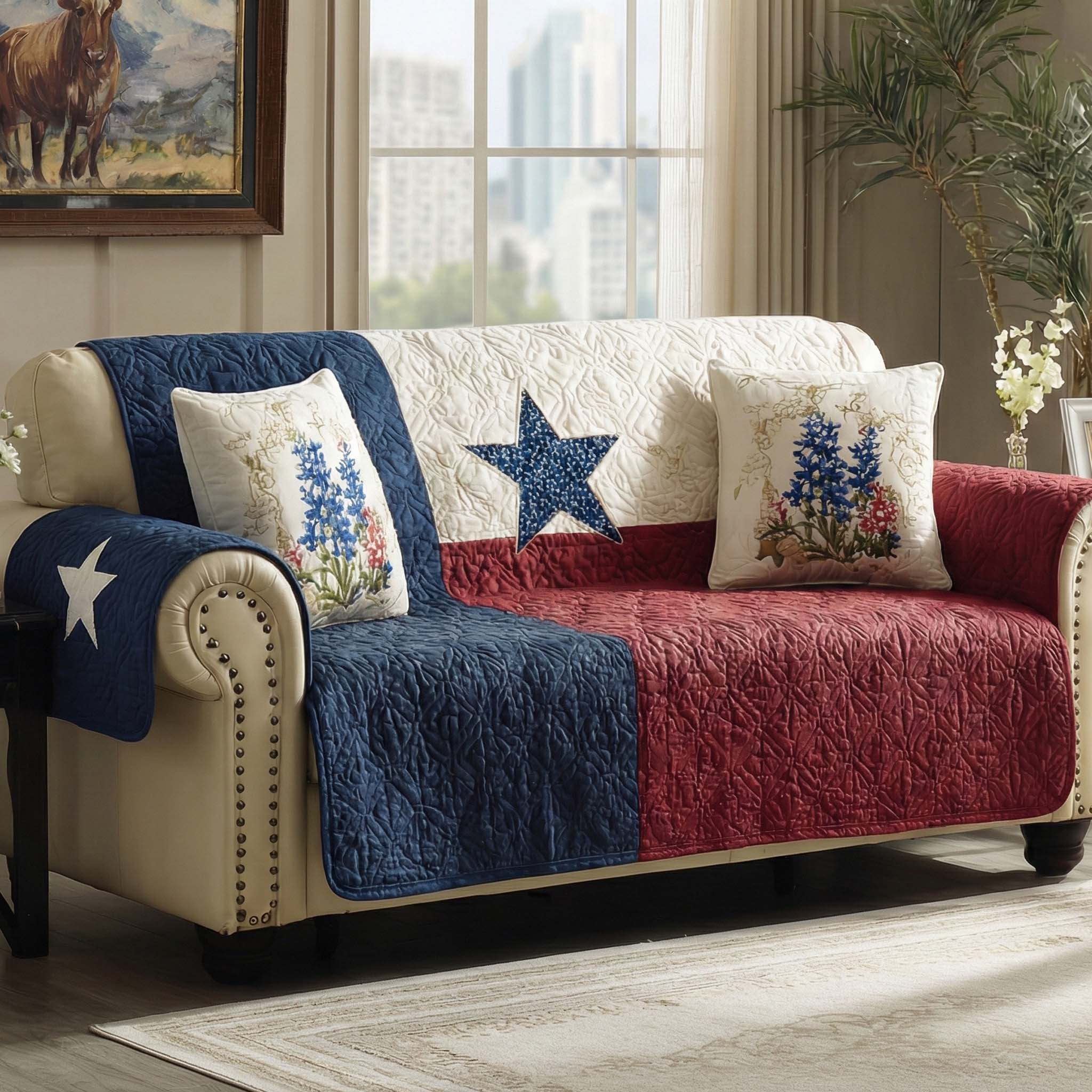 Quilted Sofa Cover American Country Style