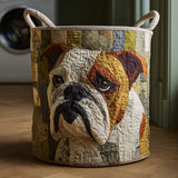 Quilted laundry basket with Bulldog in rustic style NCU0HNH020