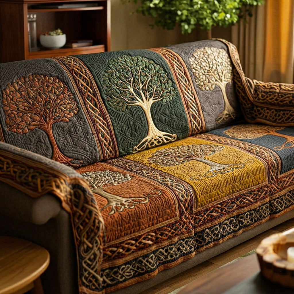 Quilted sofa cover with tree of life NCU0VT368