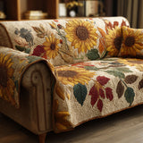 Quilted Sofa Cover with Sunflowers