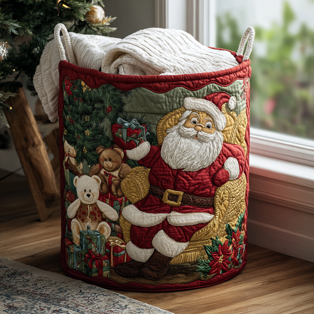 Quilted laundry basket with Santa Claus NCU0QN058