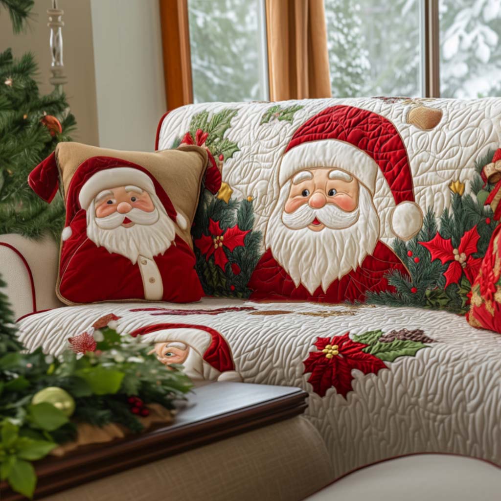 Quilted sofa cover with Christmas pattern NCU0VT301