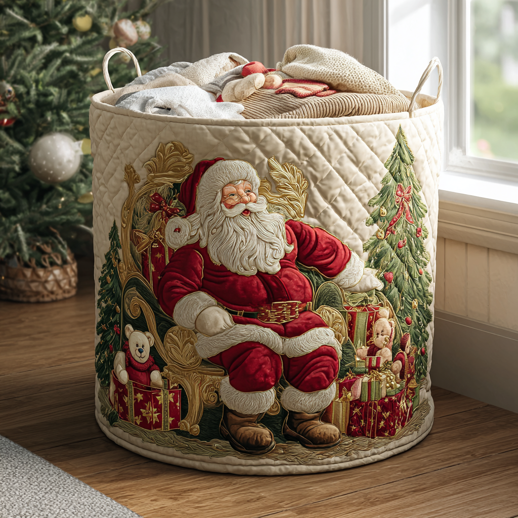 Quilted laundry basket with Santa Claus NCU0QN058