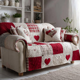 Quilted Sofa Cover with Seasonal Hearts