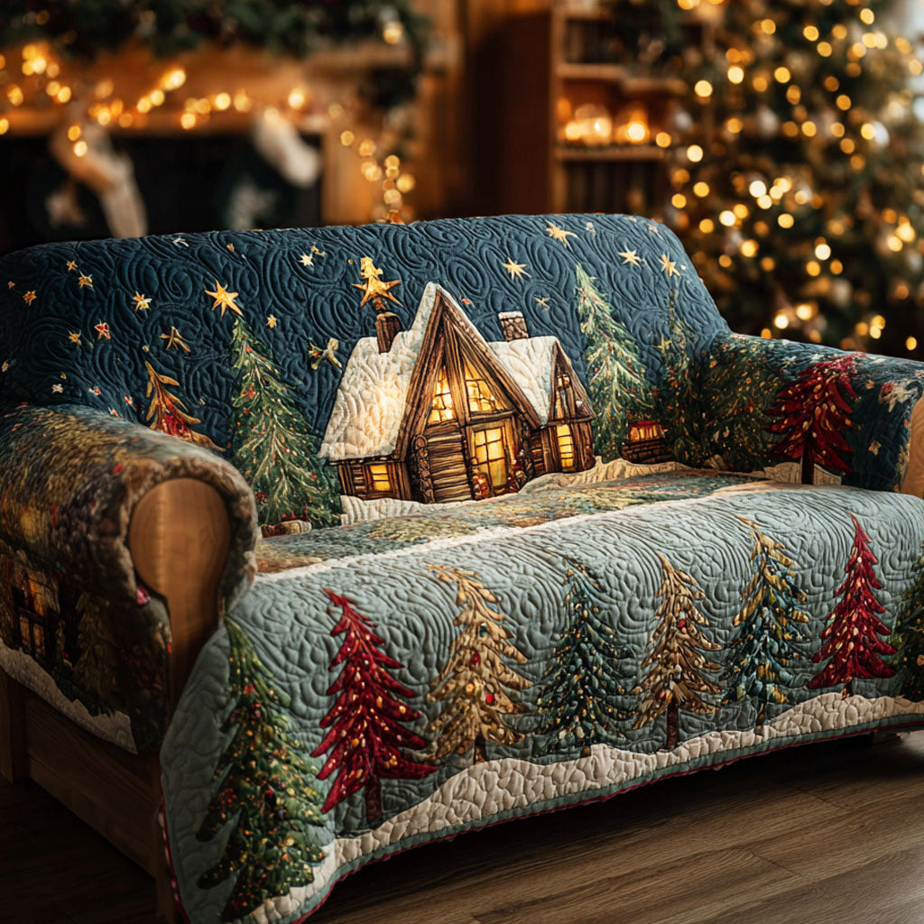 Quilted sofa cover with winter lodge NCU0VT343