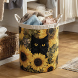 Quilted Laundry Basket — Black Cat and Sunflower