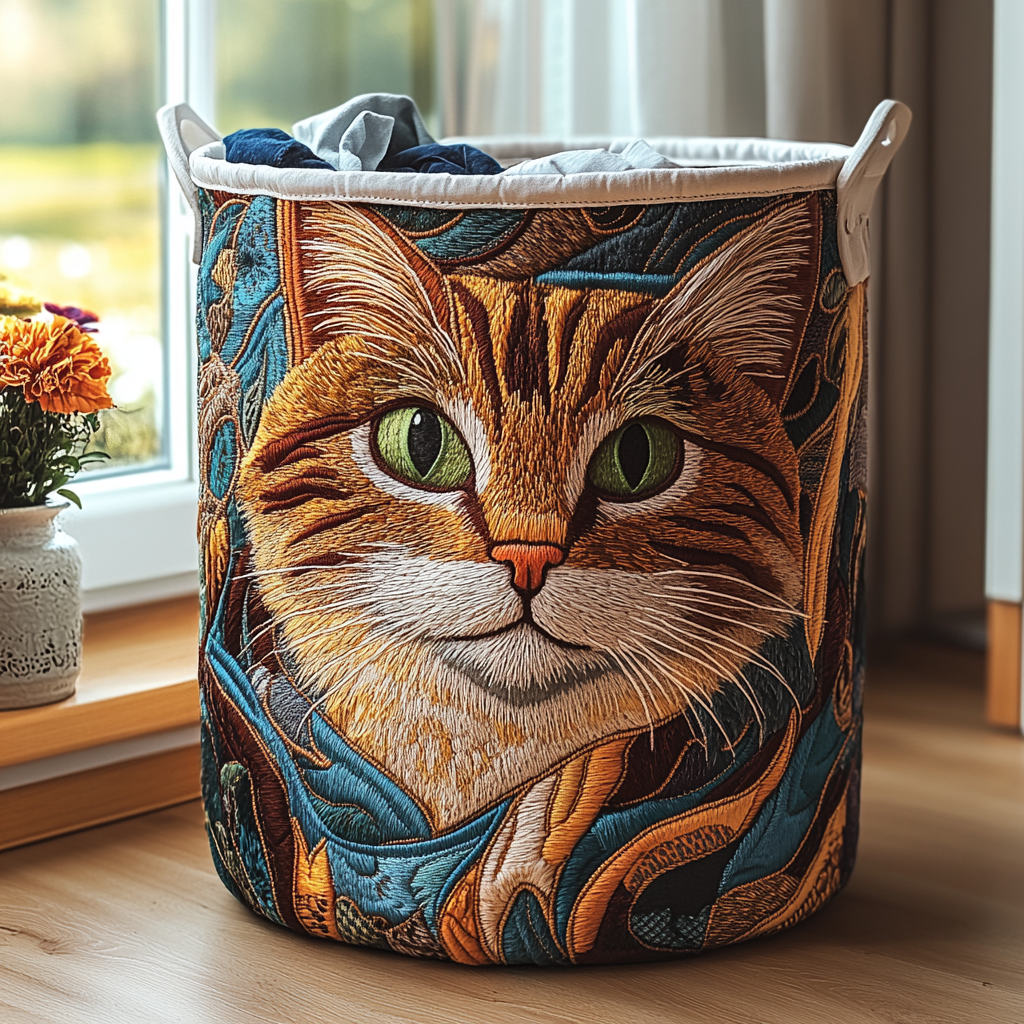 Quilted Cat-Shaped Laundry Basket NCU0QN017